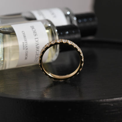 Solid Gold 3mm Round Cut Moissanite Wedding Band, Anniversary Ring