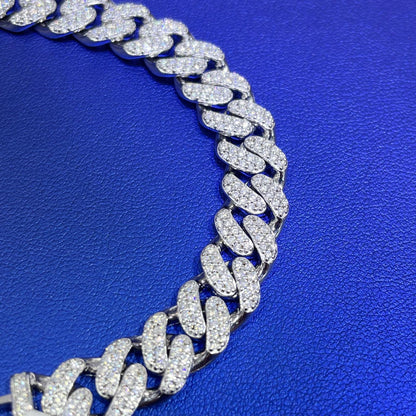 Moissanite Cuban Link Chain: 925 Sterling Silver, 4.34 CTW, 10mm