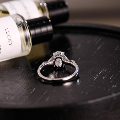 Solid Gold Oval Cut Moissanite Engagement Ring, Anniversary Gift for Women