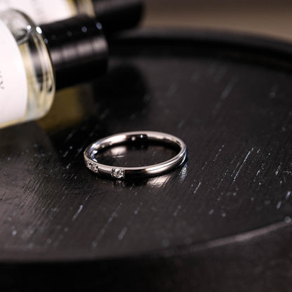 Solid Gold Round Cut Moissanite Wedding Band, Matching Ring