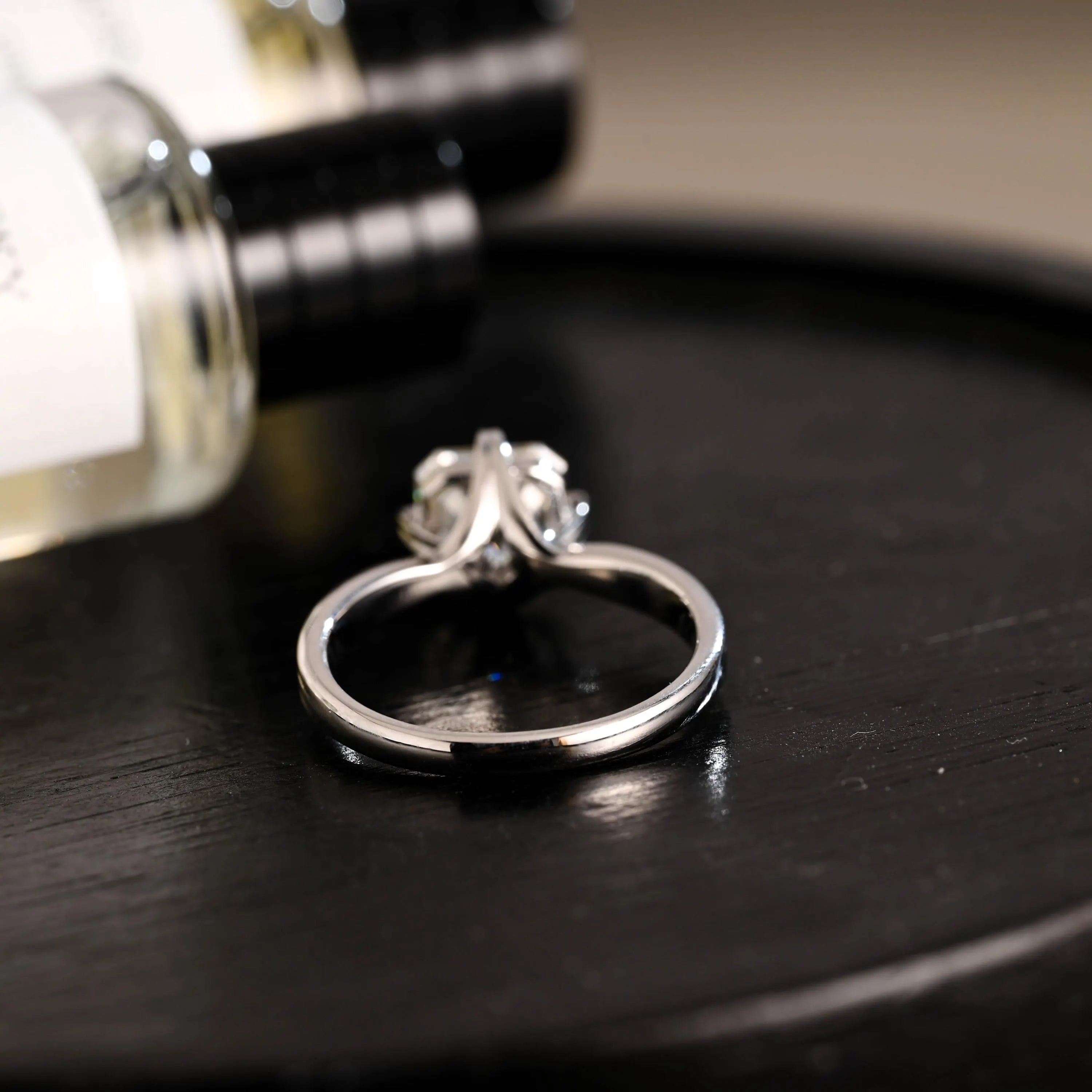 Solid Gold Asscher Cut Moissanite Engagement Ring, Anniversary Gift Birthday Gift for Women Wife