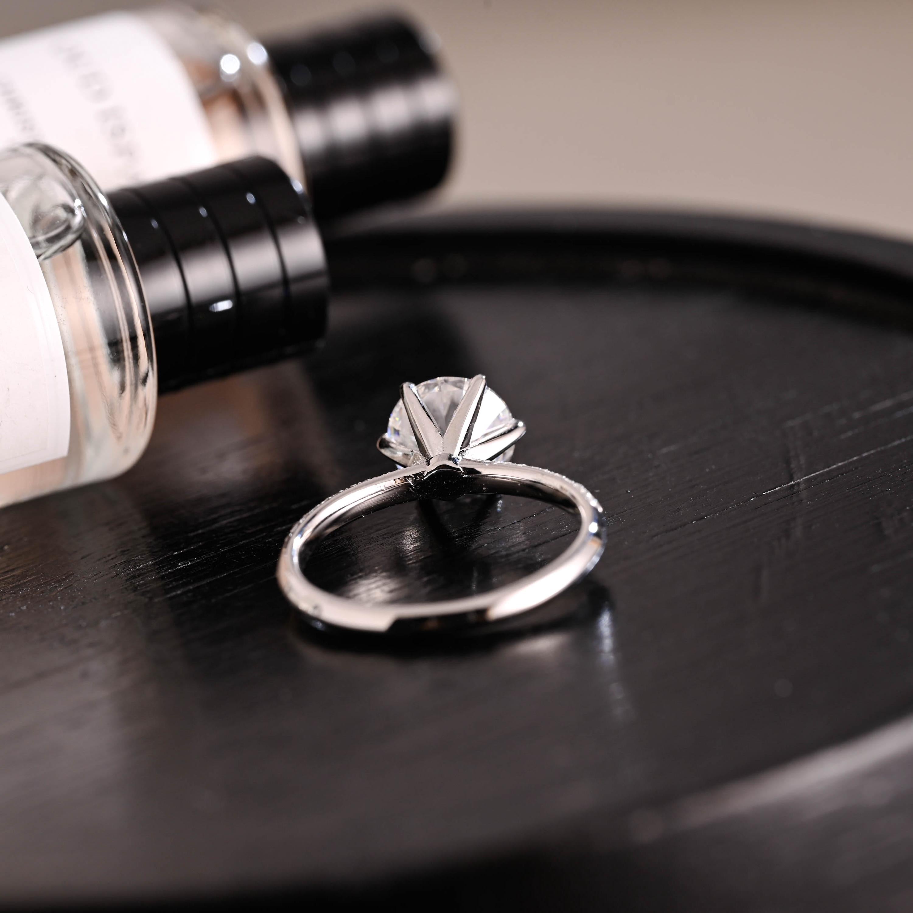Half Eternity Promise Solid Gold Round Cut Moissanite Engagement Ring, Anniversary Gift for Women Wife