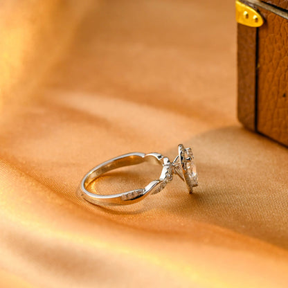 Twisted Band Pear Cut Moissanite Engagement Ring, Halo Pave Pear Moissanite Wedding Ring
