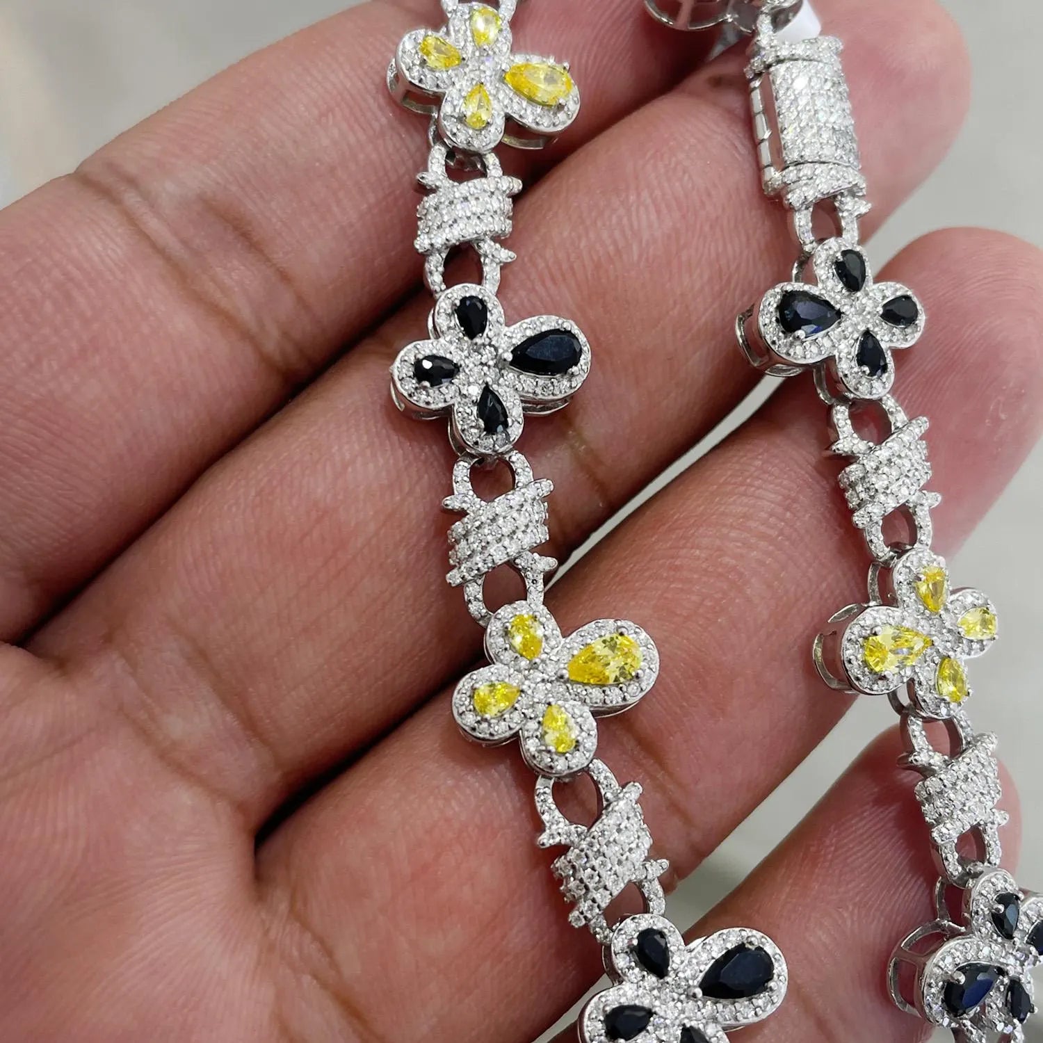 Iced Out Cross Bracelet | Round Cut Moissanite | 925 Sterling Silver Hip Hop Jewelry | Diamond Tester Pass | Rapper Style Bling | 13.8mm