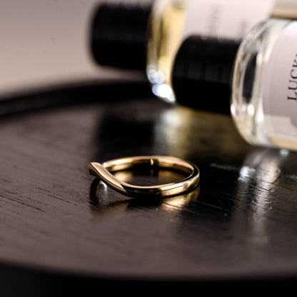 2mm Solid Gold Curved Wedding Band, Eternity Stacking Ring