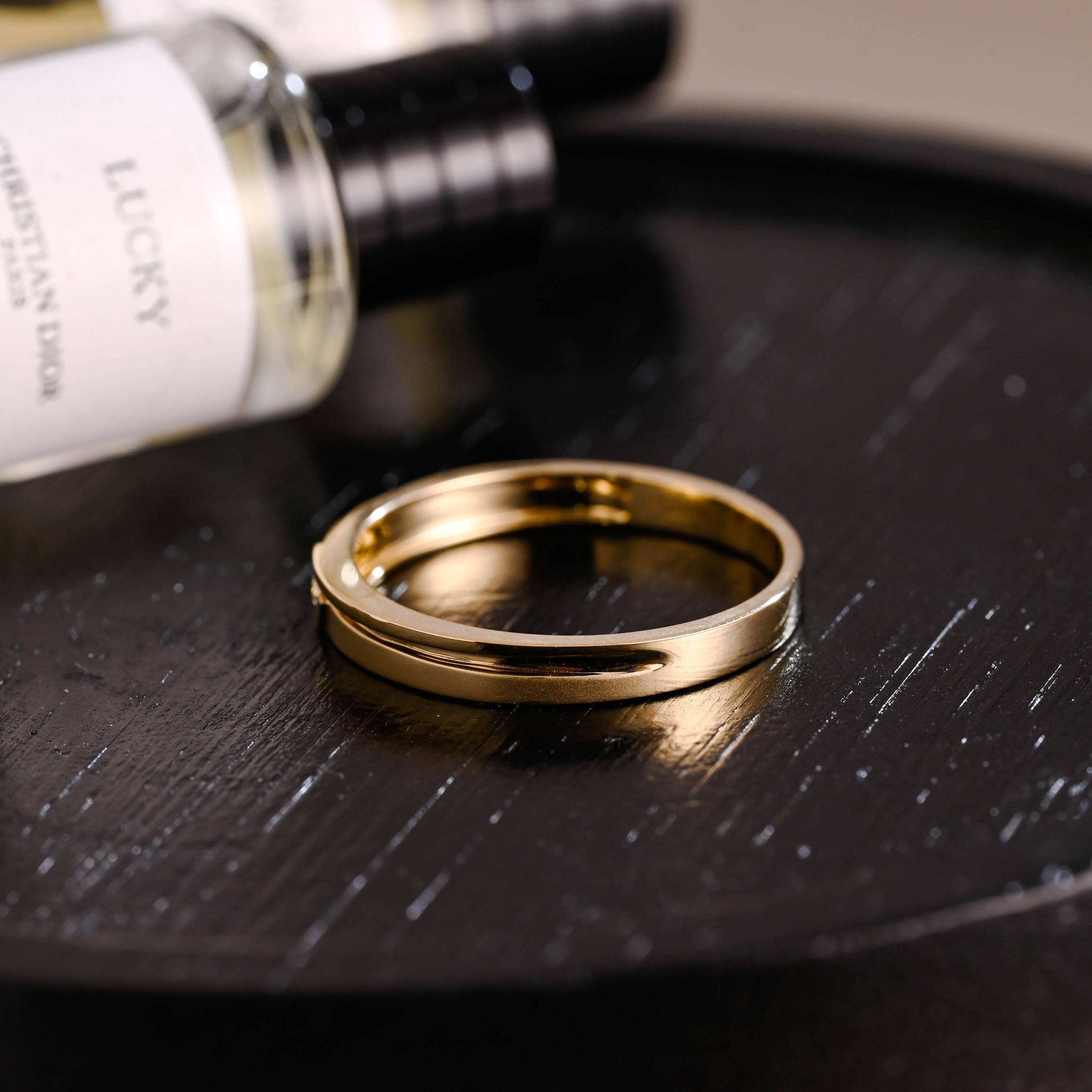 Solid Gold Round Cut Moissanite Wedding Band, Anniversary Ring