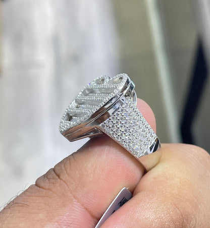 Iced Out Heart Moissanite Pinky Ring - Sterling Silver Hip Hop Moissanite Ring
