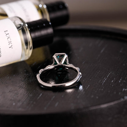 Solid Gold Lab Grown Emerald Engagement Ring, Promise Ring, Wedding Ring, Anniversary Gift Birthday Gift Valentine's Day Gift for Women Wife