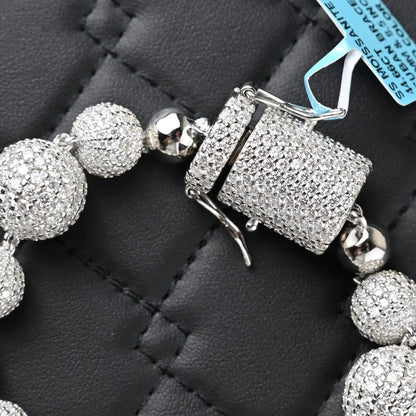 Moissanite Disco Ball Bracelet: 925 Sterling Silver Iced Out Design