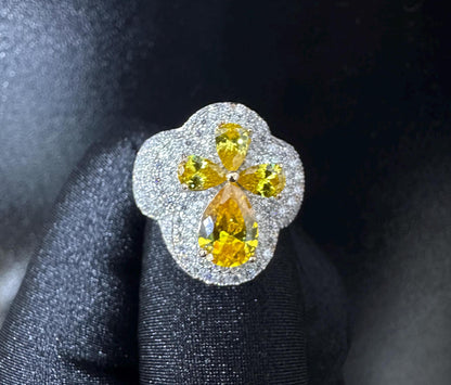 Oversized Moissanite Diamond Men's Ring: Yellow Sapphire Hip Hop Bling