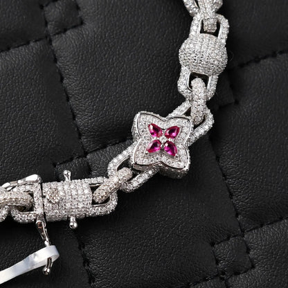 Moissanite Clover Tennis Bracelet: 13 Carat D VVS1 Sterling Silver