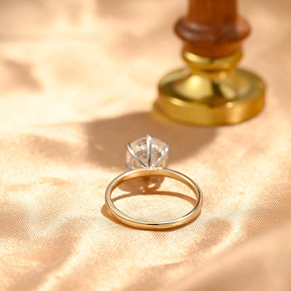 Two Tone Hidden Halo Round Cut Moissanite Engagement Ring, Round Cut Classic 6-Prong Wedding Ring