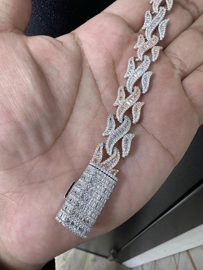 Two-Tone Moissanite Iced Out Bracelet | 10.86 Carat VVS Bracelet | 925 Sterling Silver Two Tone VVS D Color Bracelet