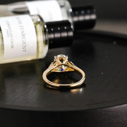 Solid Gold Oval Cut Moissanite Engagement Ring, Anniversary Gift Birthday Gift for Women Wife