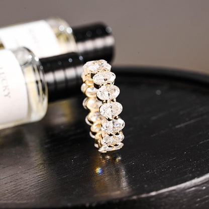 4*6mm Oval Moissanite Full Eternity Wedding Band, Solid Gold Ring