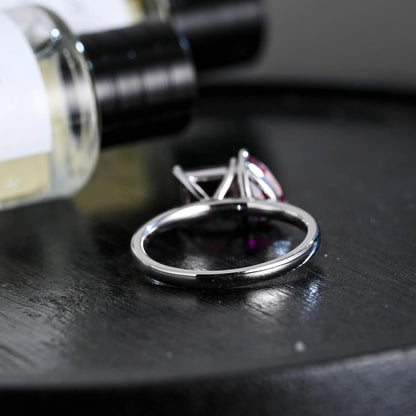 Solid Gold Toi et Moi Princess Garnet & Pear Ruby Engagement Ring, Two Stone Promise Ring