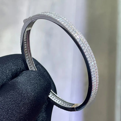 Moissanite Diamond Bangle Bracelet: 5.96ctw VVS, Sterling Silver