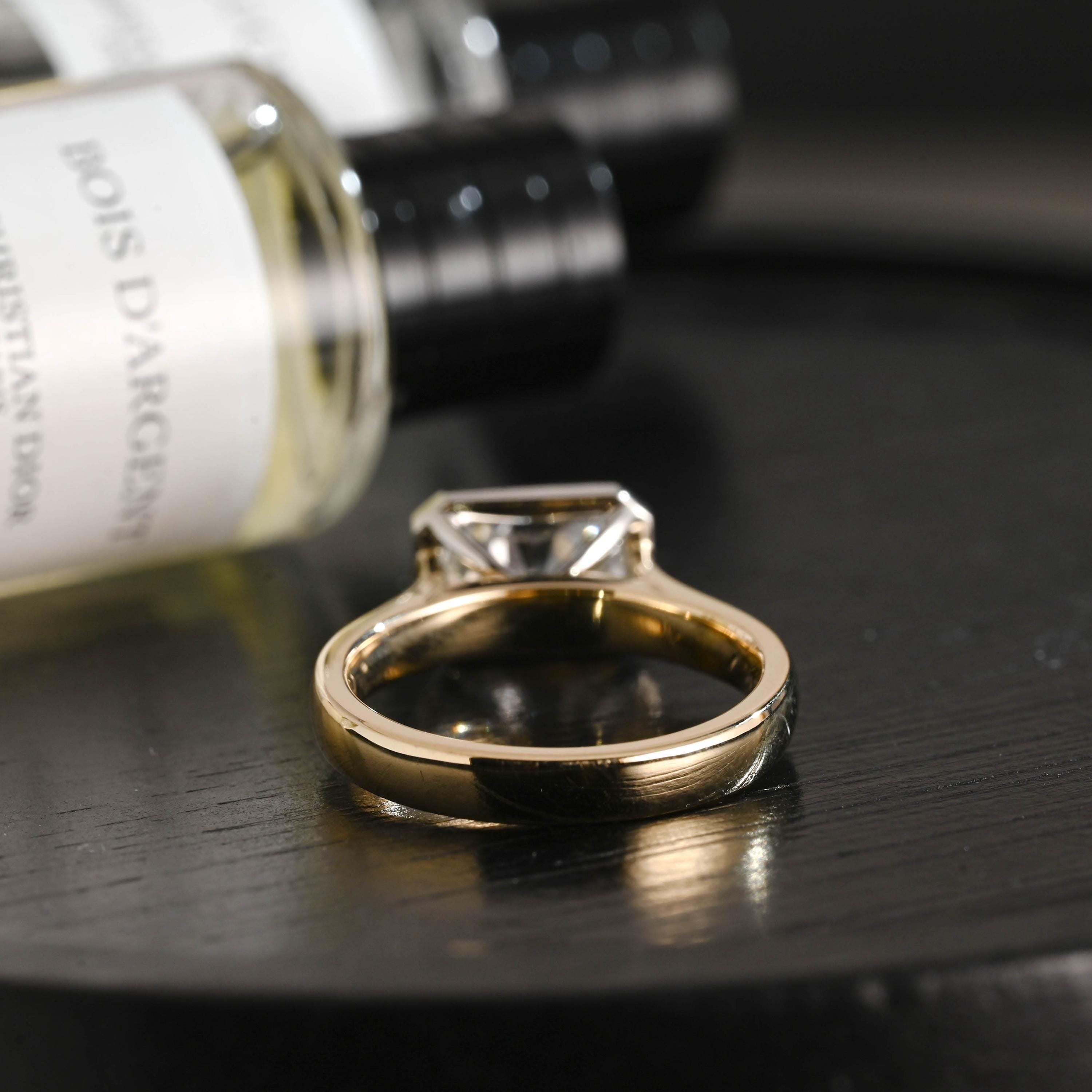 Solid Gold 3mm Radiant Cut Solitaire Moissanite Engagement Ring, Anniversary Gift for Her