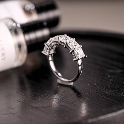 Solid Gold Princess Cut Moissanite Wedding Band, Stackable Ring