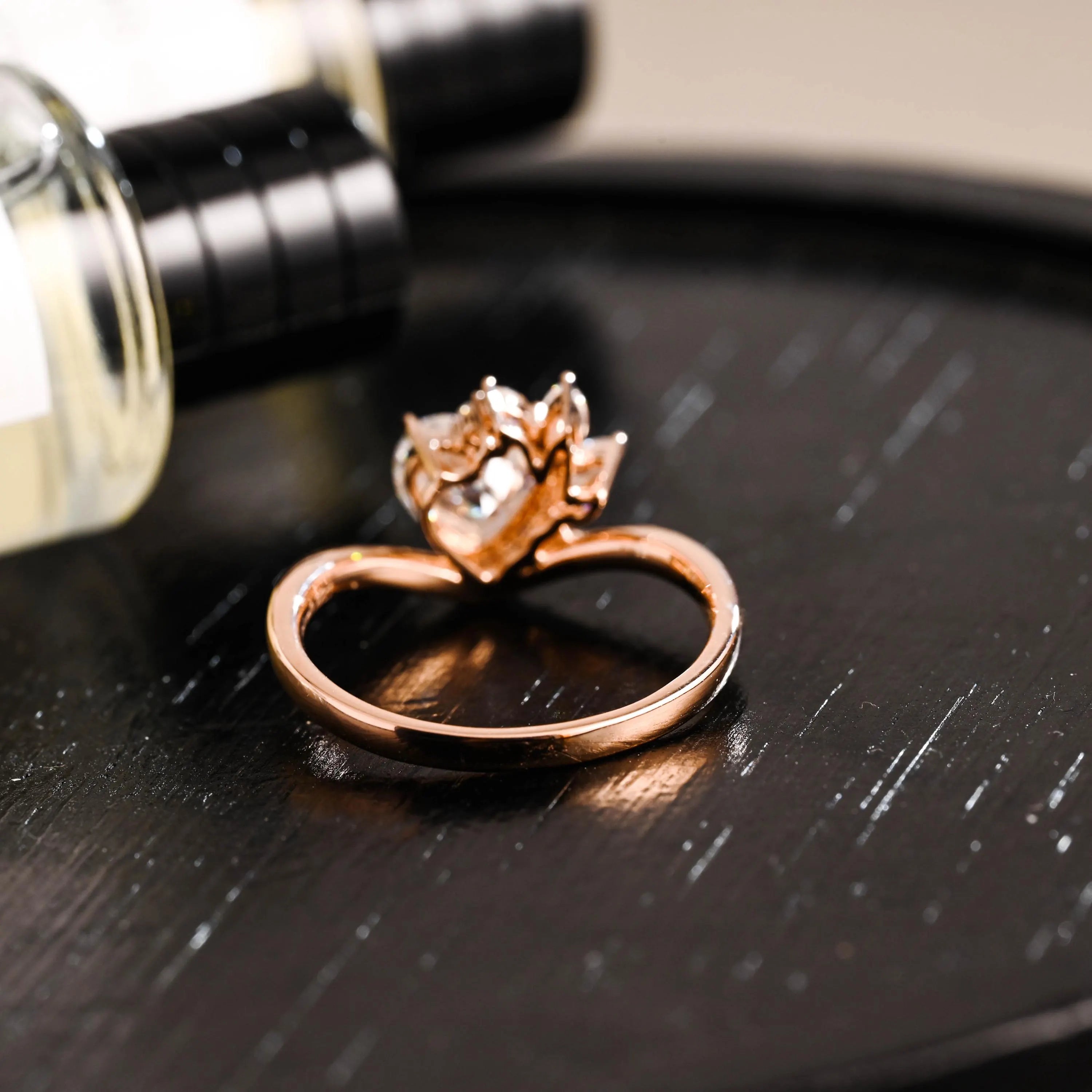 Solid Gold Heart Moissanite Engagement Ring, Marquise Promise Ring, Anniversary Gift Birthday Gift for Women