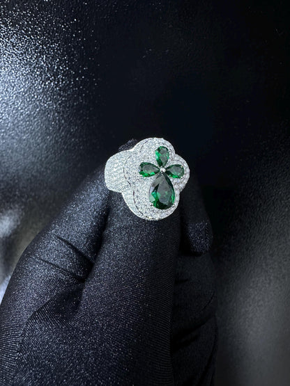 Oversized Moissanite Diamond Men's Ring: Green Sapphire Hip Hop Jewelry