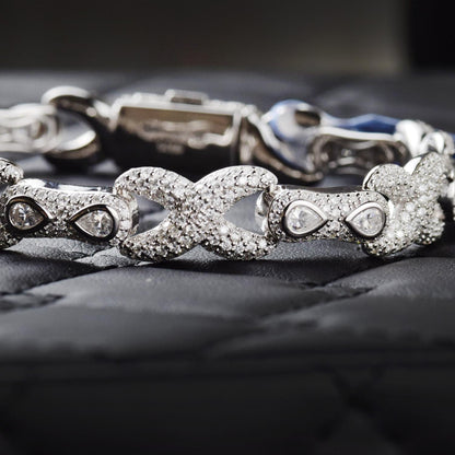 Iced Out Moissanite Infinity Bracelet: 925 Sterling Silver, 10 Carat