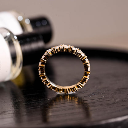 Solid Gold Full Eternity Marquise & Round Cut Moissanite Wedding Band