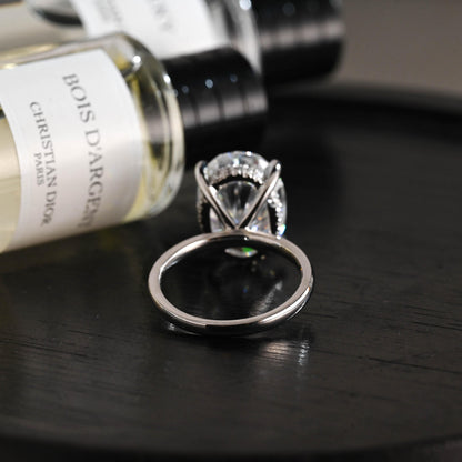 Solid Gold Oval Moissanite Engagement Ring, Anniversary Gift Birthday Gift for Women