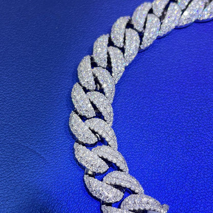 VVS Moissanite Cuban Link Bracelet 9.30 Carats VVS D Color Moissanite Iced Out Bracelet For Men Women Passes diamond tester