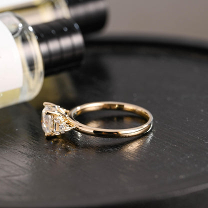 Solid Gold Cushion Cut Moissanite Engagement Ring, Proposal Ring, Round Promise Ring, Wedding Ring, Anniversary Gift Birthday Gift for Women