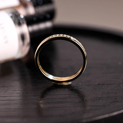 Moissanite Pave Solid Gold Wedding Band, Eternity Ring
