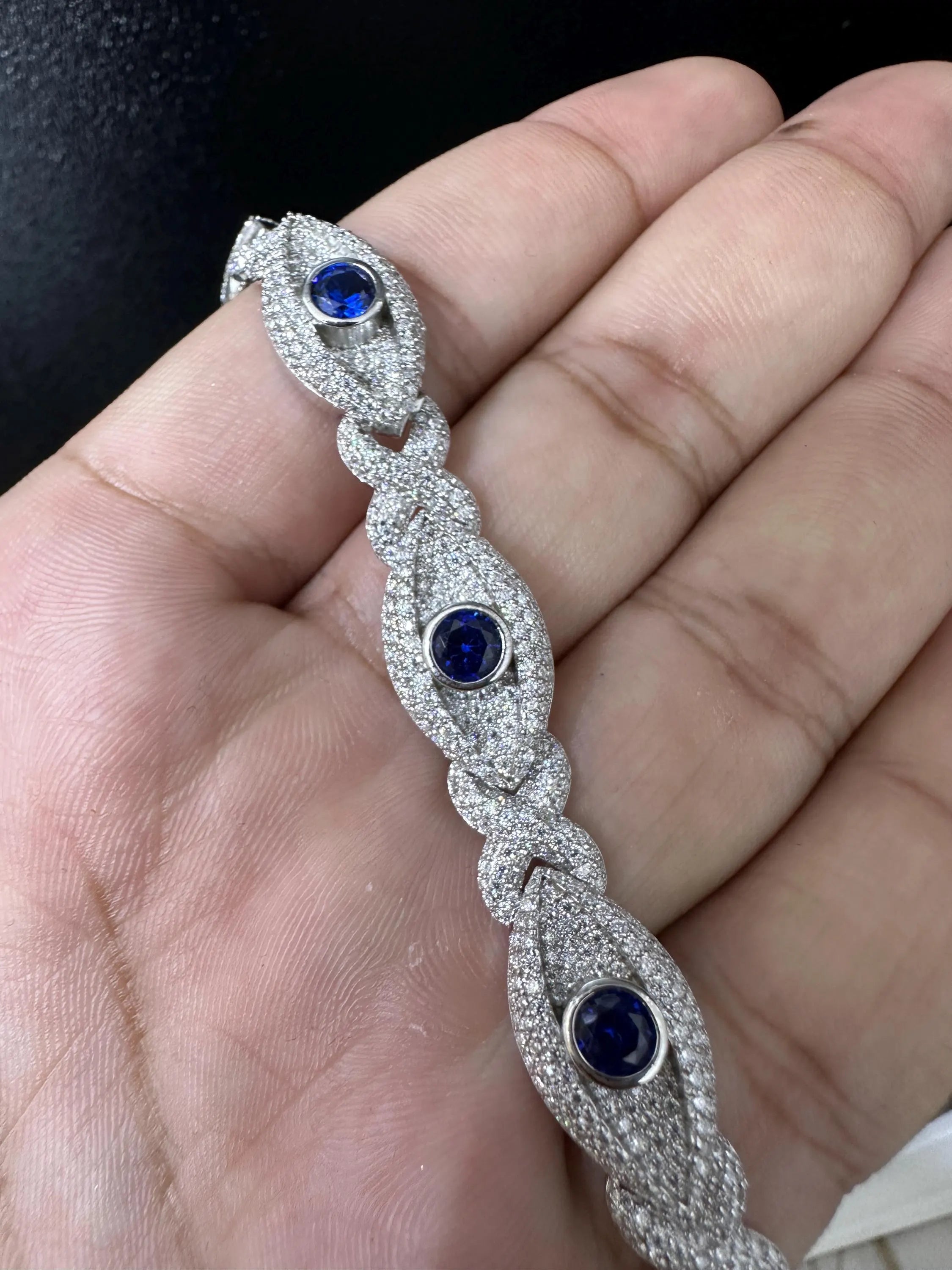 Iced Out Evil Eye Bracelet Infinity bracelet VVS1 Moissanite, 925 Sterling Silver