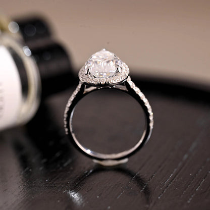 Vintage Style Pear Cut Moissanite Engagement Ring, Solid Gold Halo Pear Moissanite Wedding Ring
