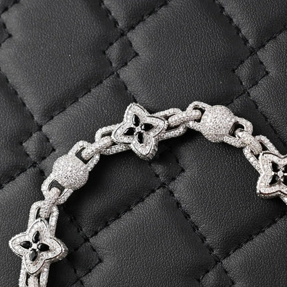 Moissanite Iced Out Bracelet – 13 CTW Round Moissanite | VVS D Color | Black Sapphire Accents | 8.5mm Iced Out Bracelet for Men & Women