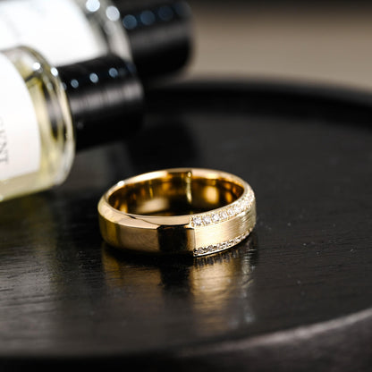 Solid Gold Round Cut Moissanite Wedding Band, Anniversary Ring