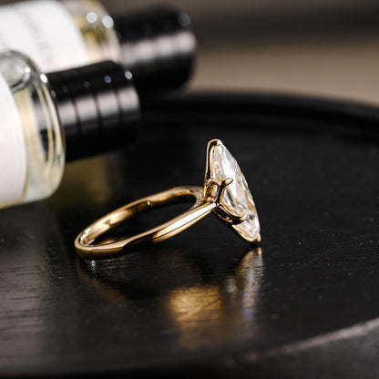 Tulip Marquise Moissanite Engagement Ring, Solid Gold Promise Ring