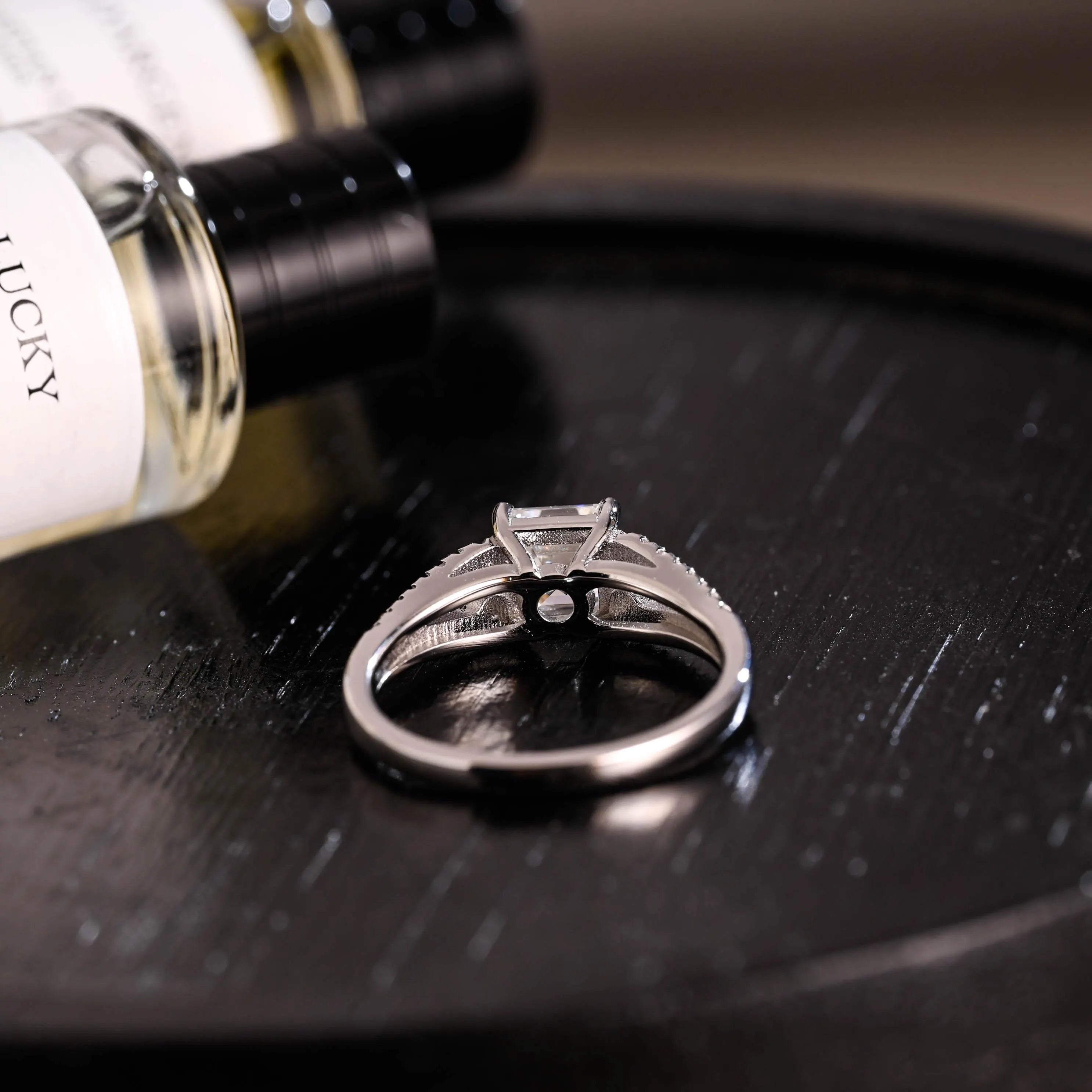 Solid Gold Asscher Cut Moissanite Engagement Ring, Proposal Ring, Promise Ring, Wedding Ring, Anniversary Gift Birthday Gift for Women Wife