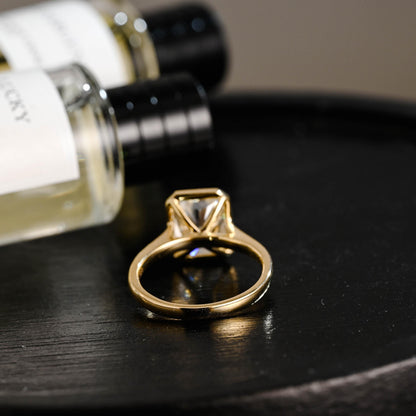 Solid Gold Radiant Cut Moissanite Engagement Ring, Anniversary Gift Birthday Gift for Women Wife