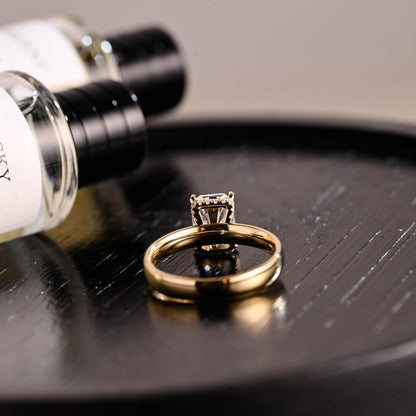 Solid Gold Ascot Hidden Halo Radiant Cut Moissanite Engagement Ring