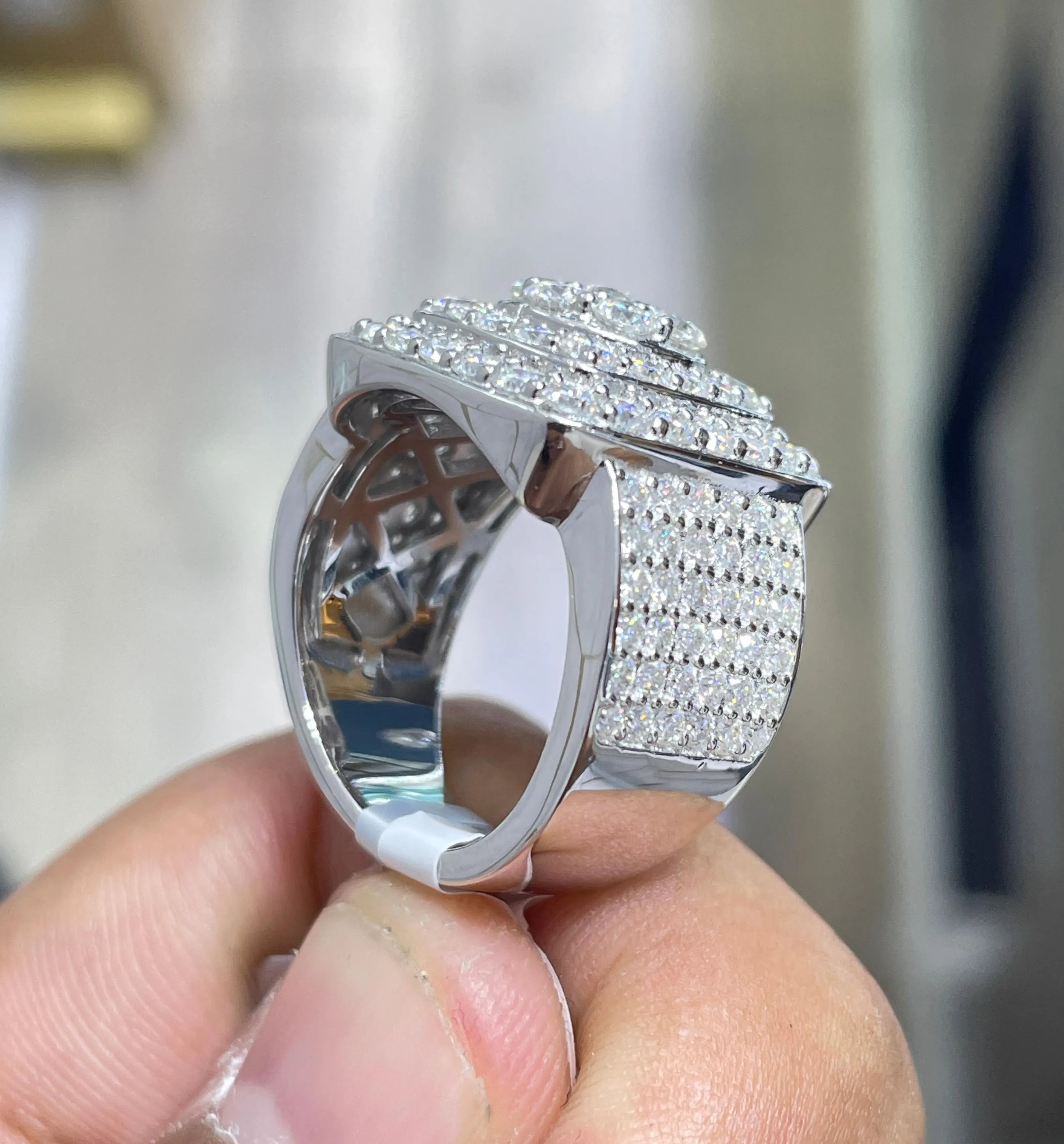Iced Out VVS Moissanite Men's Ring: 925 Silver Custom Letter