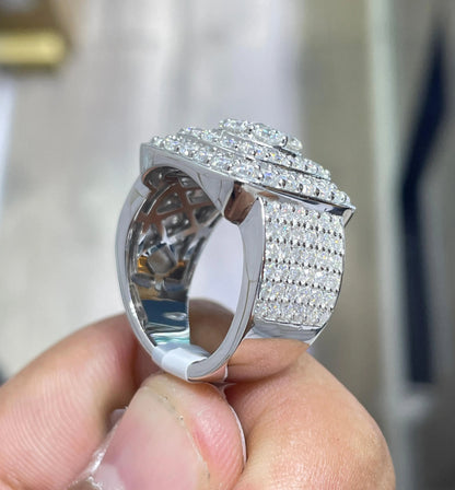 Iced Out VVS Moissanite Men's Ring: 925 Silver Custom Letter