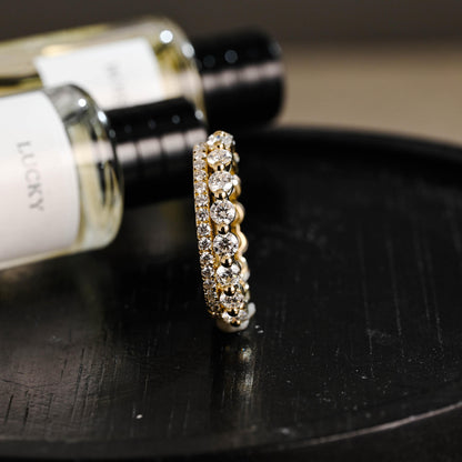 Solid Gold Round Cut Moissanite Wedding Band, Anniversary Ring