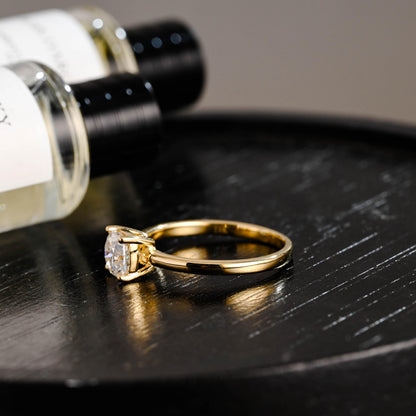 Solid Gold Cushion Cut Moissanite Engagement Ring, Solitaire Cushion Cut Moissanite Wedding Ring, Anniversary Ring, Low Setting Cushion Ring
