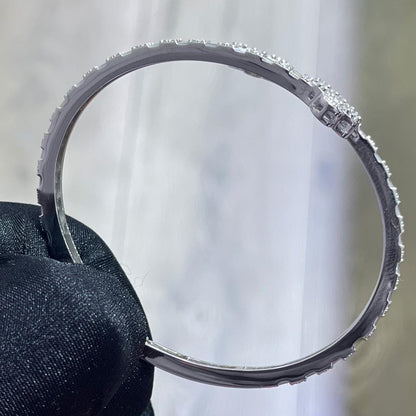 Moissanite Four Leaf Clover Bangle: Sterling Silver Cuff Bracelet (4.20ctw)
