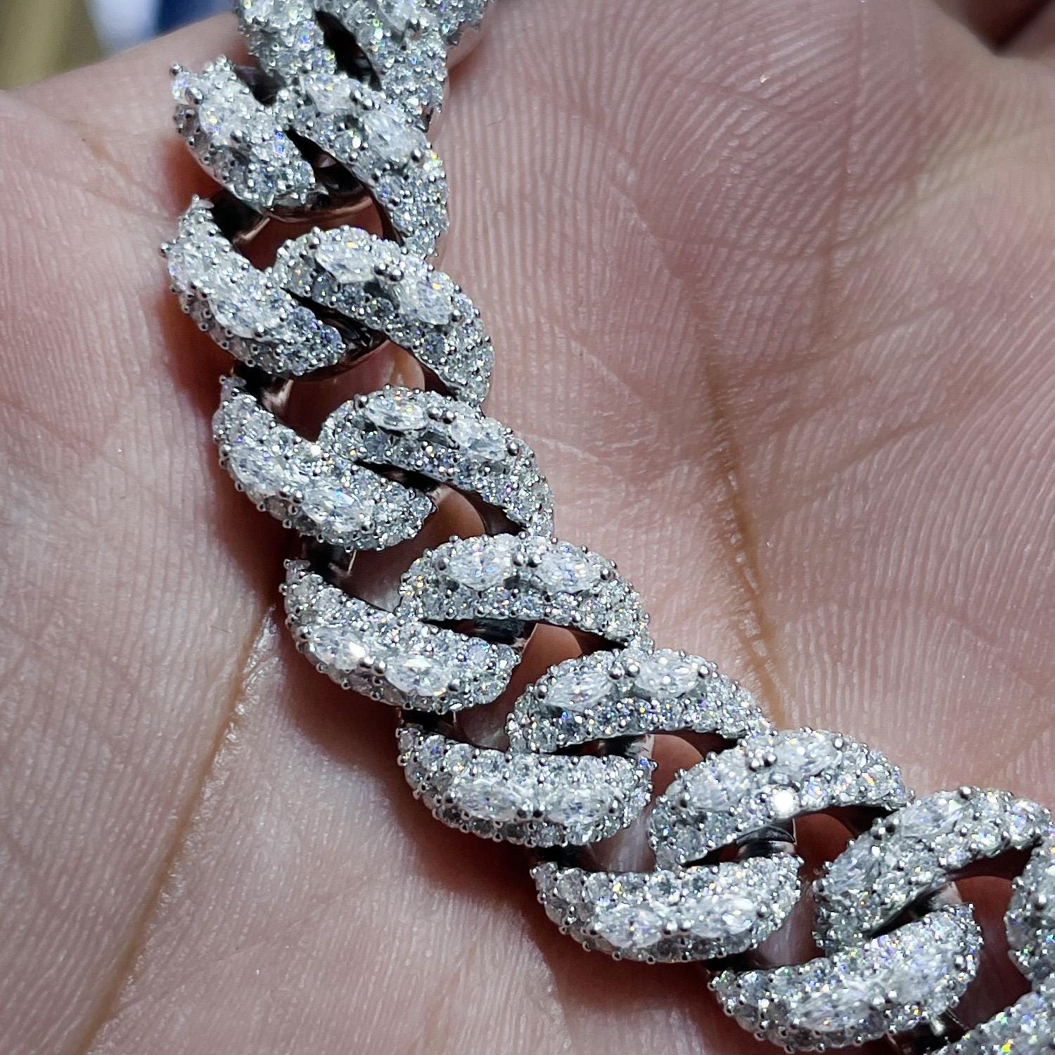 Moissanite VVS1 Cuban Link 12mm 925 Sterling Silver Passes Diamond Tester