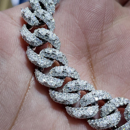 Moissanite VVS1 Cuban Link 12mm 925 Sterling Silver Passes Diamond Tester