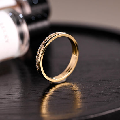 Moissanite Pave Solid Gold Wedding Band, Eternity Ring