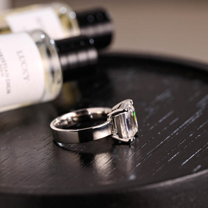 Solid Gold 5mm Solitaire Emerald Cut Moissanite Engagement Ring, Proposal Ring, Promise Ring, Wedding Ring, Anniversary Gift for Women Wife