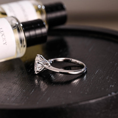 Solid Gold Oval Cut Moissanite Engagement Ring, Anniversary Gift for Women