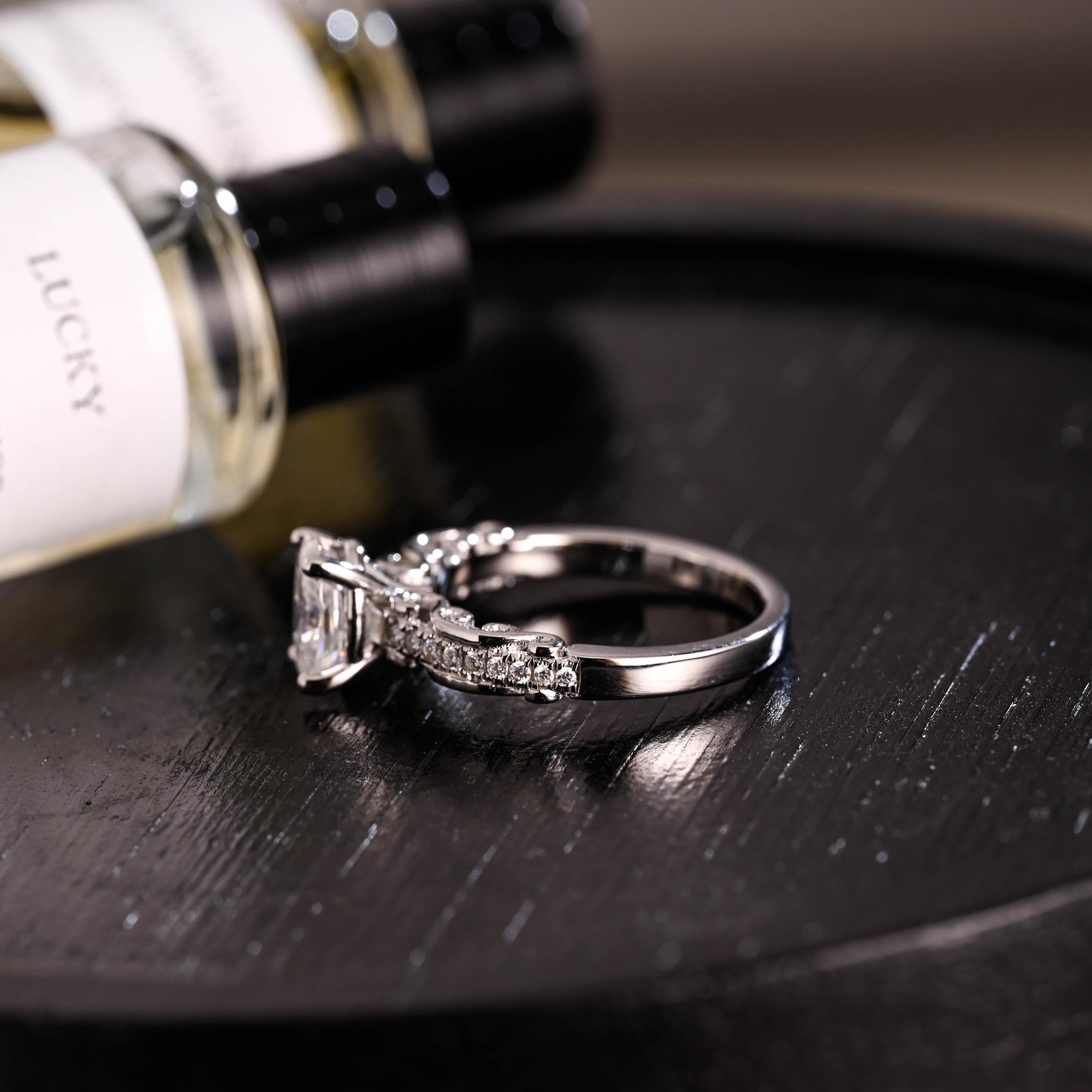Solid Gold Oval Cut Moissanite Engagement Ring, Anniversary Gift Birthday Gift for Women Wife